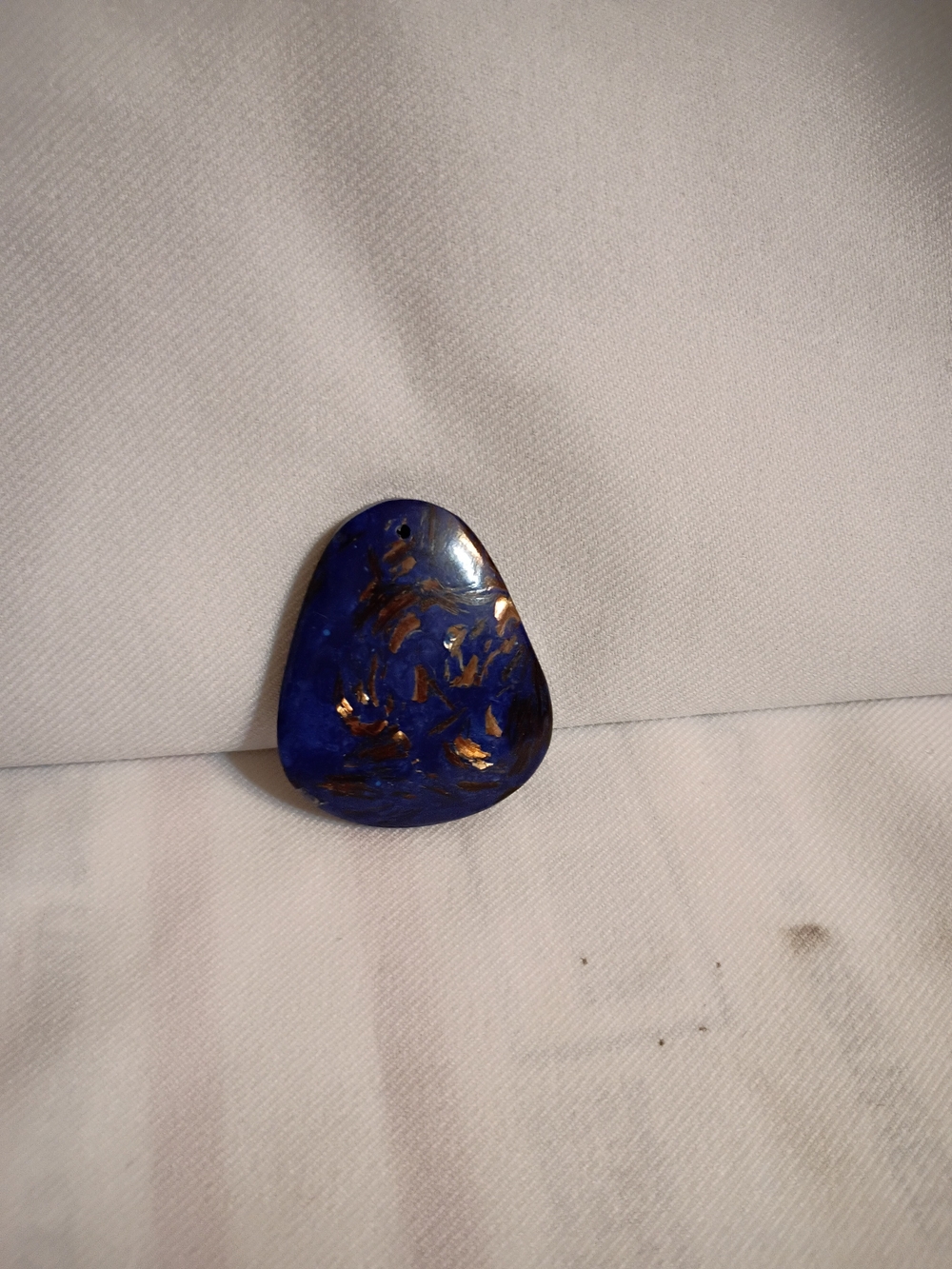 Handmade Deep Blue Resin Pendant with Gold Flecks